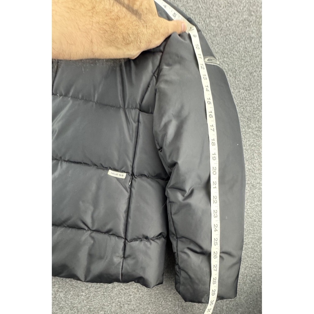Guess Jacket Womens Size Large Black Quilted Puffer Down Coat Hidden Hoodie Ski‎ - Picture 10 of 16